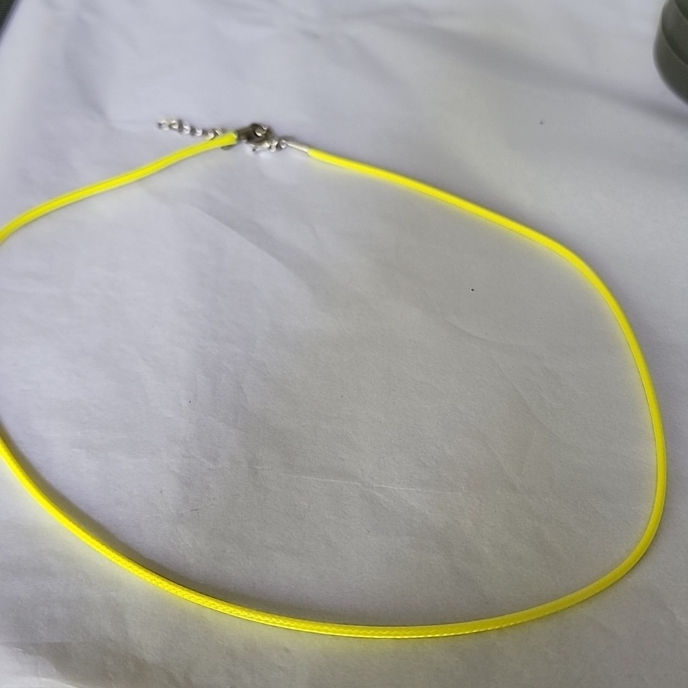 18 Inch Waxed LEATHER Lobster Close Rope Chain only Highlighter Yellow